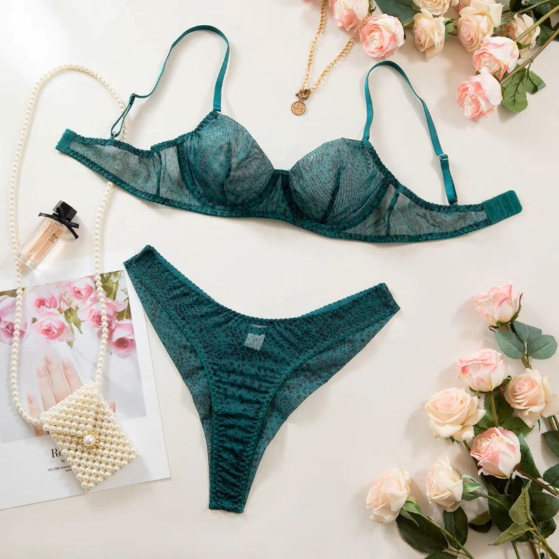 Sheer Mesh Bra - 2pcs/Set Woman Lingerie Gathering Ultra Thin