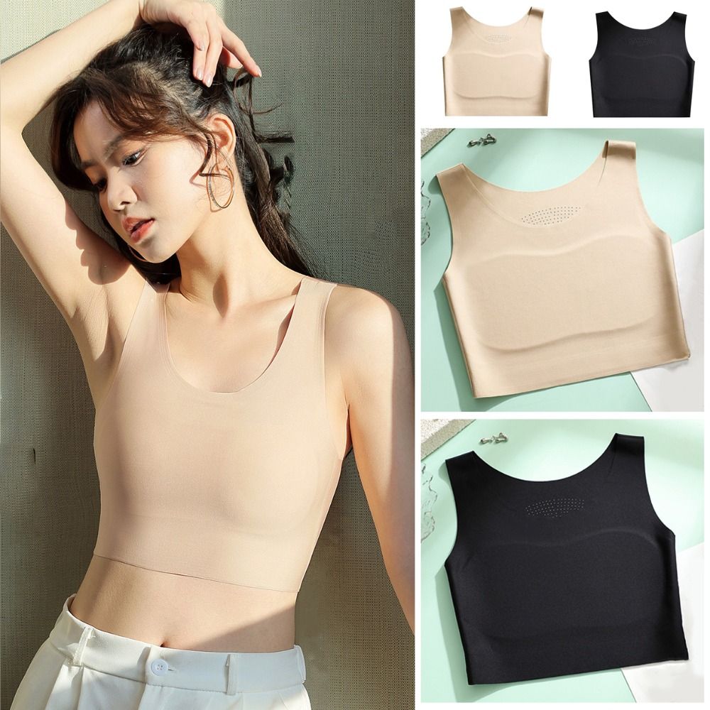 Women Ice Silk Seamless Wirele - Plunge Bra Push Up recension och pris
