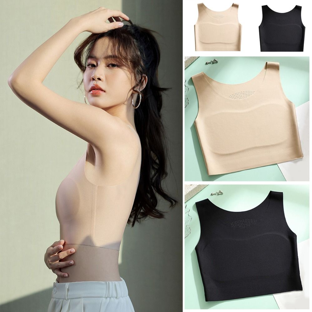 Women Ice Silk Seamless Wirele - Plunge Bra Push Up recension och pris